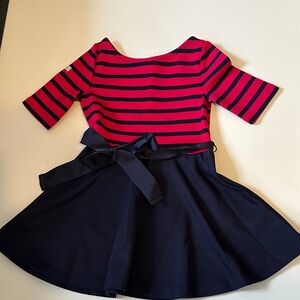 Polo by Ralph Lauren Hot Pink and Navy Striped Dress